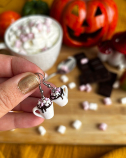 Horká čokoláda s marshmallow (visací náušnice)